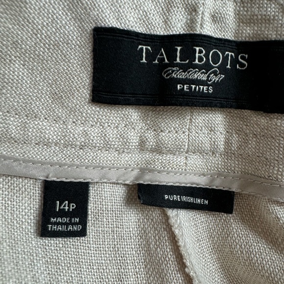 Talbots Pure linen Petite 14 women’s wide leg tan pants - Picture 2 of 8